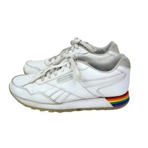 Reebok Classic Harman Run Pride Tennis Shoes Rainbow Sneakers White Multi Mens 8